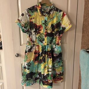 Katherine Barclay, cotton dress, Minecraft pattern, size 10